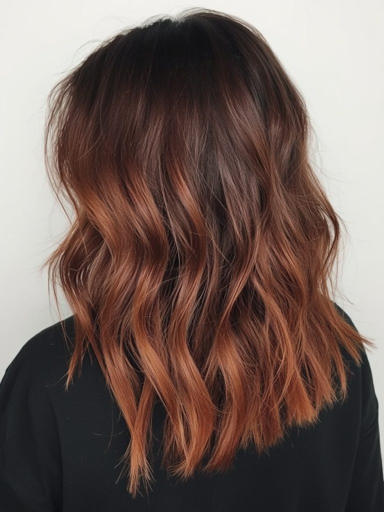 Chocolate Copper Hair: Curled Ends Hairstyle