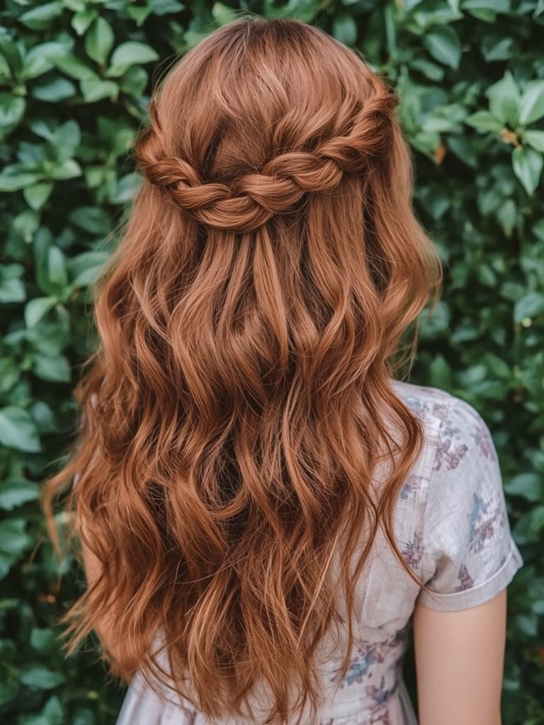 Chocolate Copper Hair: Wavy Lob With Dark Roots