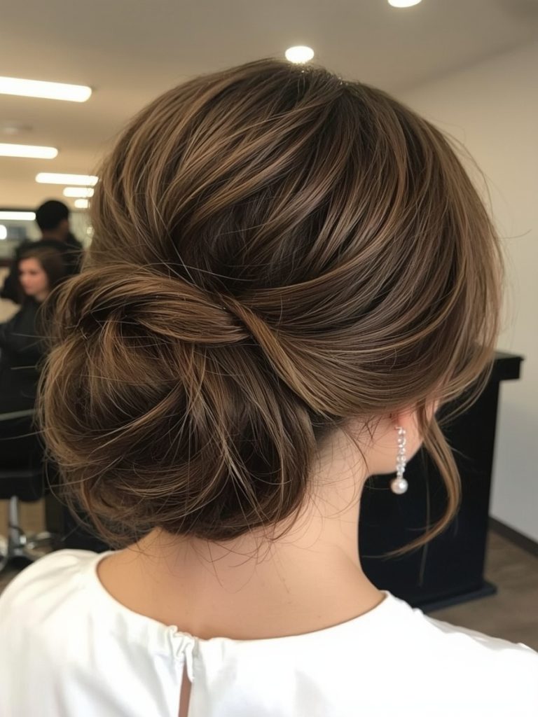 Grad Hairstyles: Messy Bun with Face-Framing Pieces