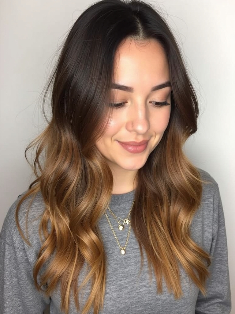 Elegant Honey Brown Balayage