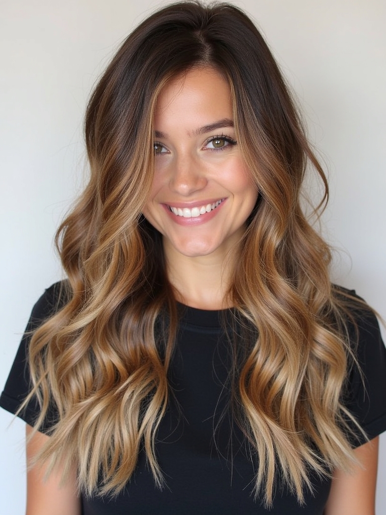 Glossy Honey Brown Balayage