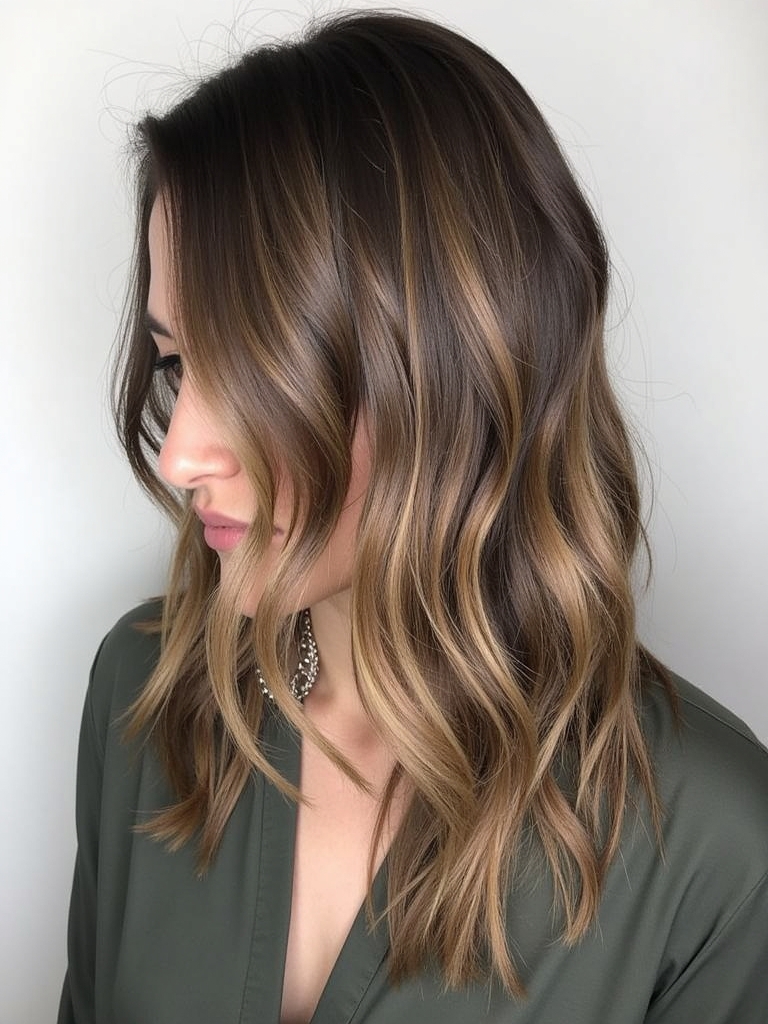 Honey Brown Balayage with Shadow Root