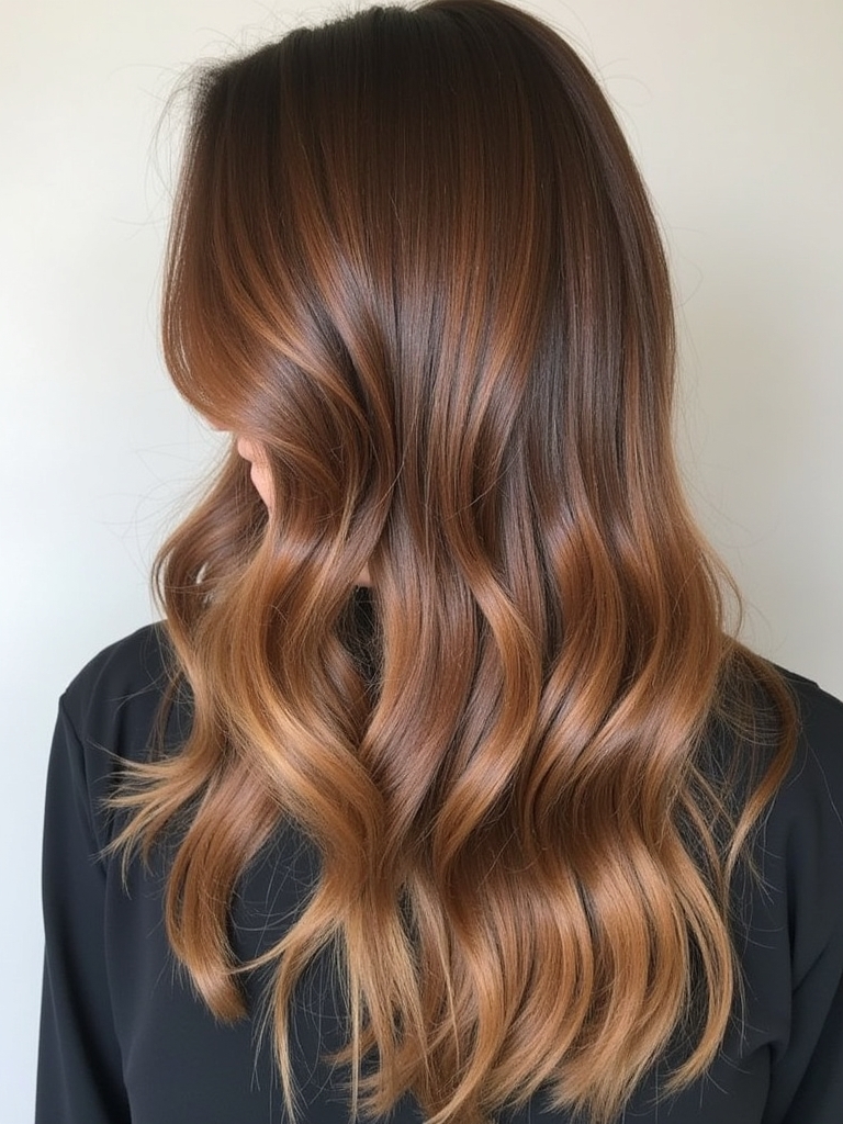 Long Layered Honey Brown Balayage