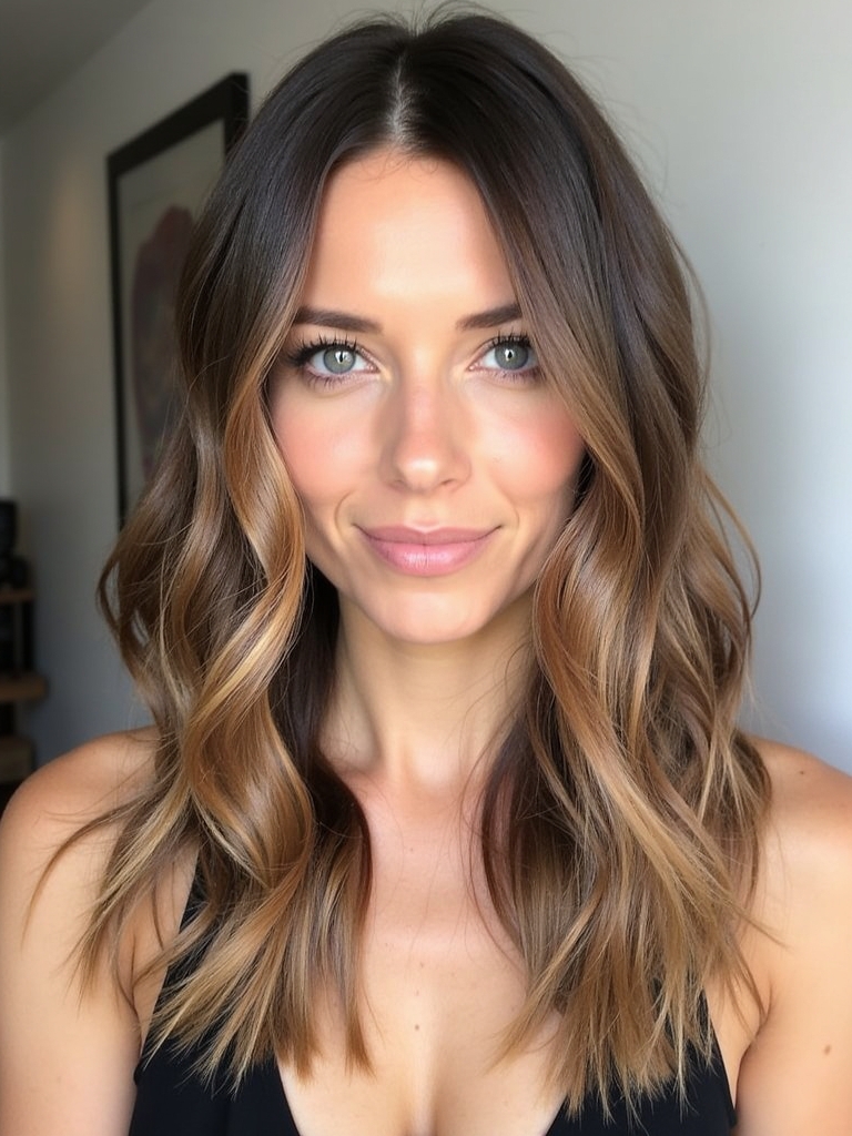 Sun-Kissed Honey Brown Balayage