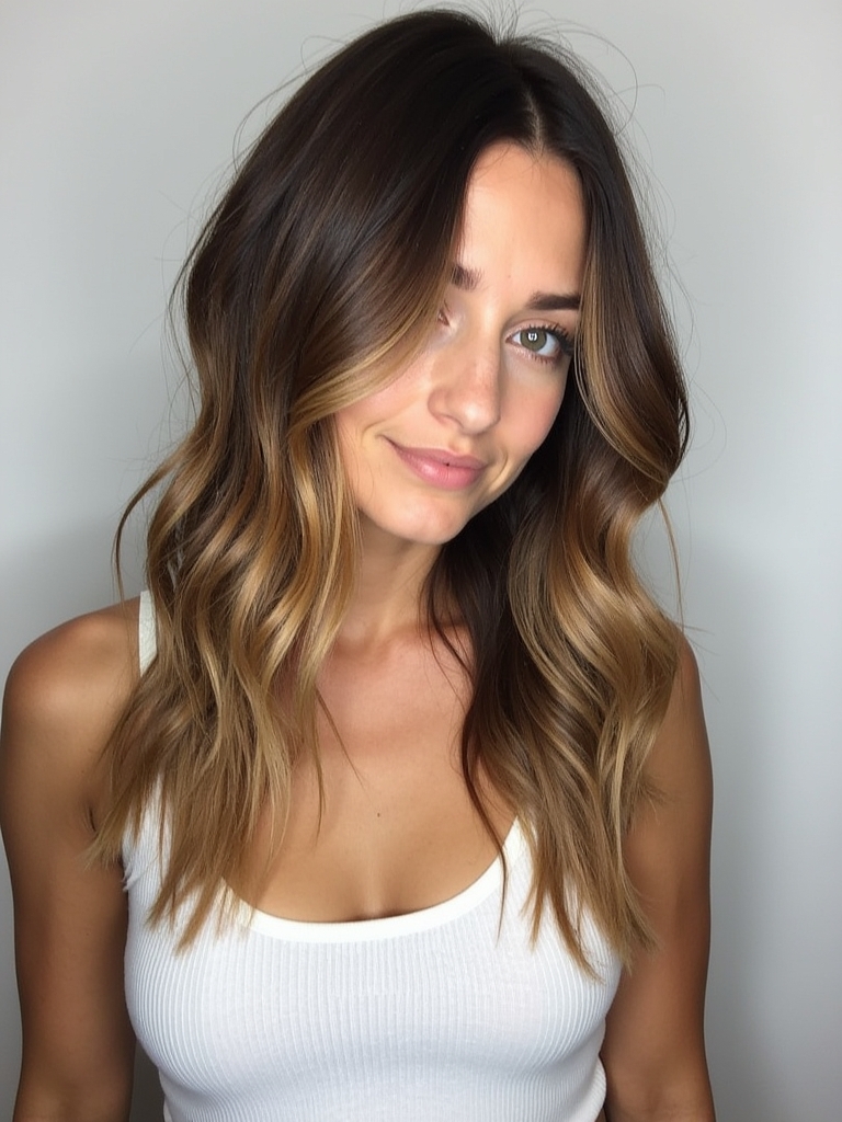 Warm Honey Brown Balayage Ombre