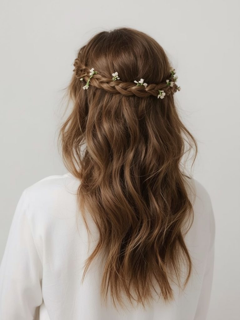 Long Hair Older Women: Side Braid with Accessories