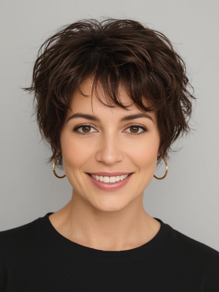 Hairstyle For Thin Fine Hair Over 50: Face-Framing Highlights on a Pixie