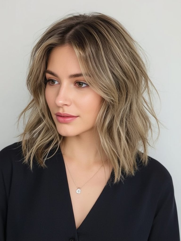 Hairstyle For Thin Fine Hair Over 50: Soft Waves with Center Part