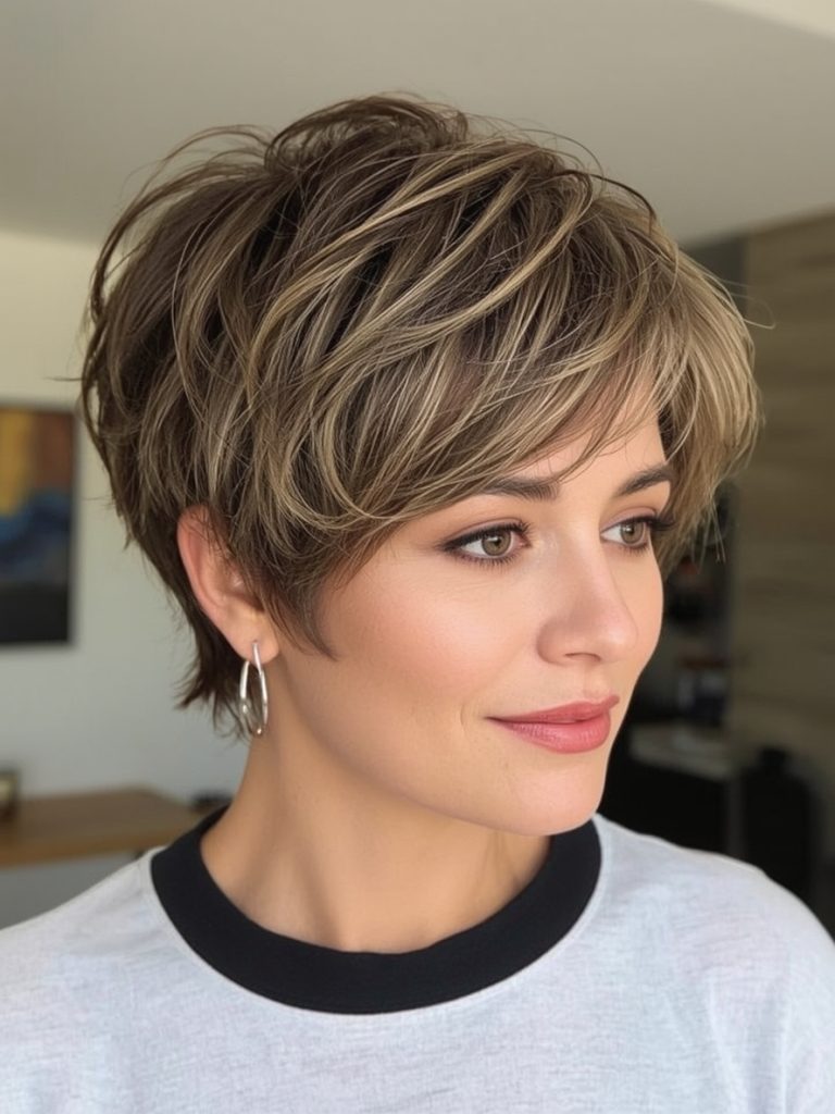 Hairstyle For Thin Fine Hair Over 50: Side-Parted Bob with Lifted Roots