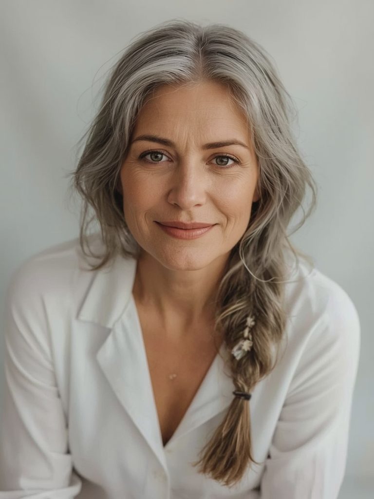 Long Hair Older Women: Ponytail Braid