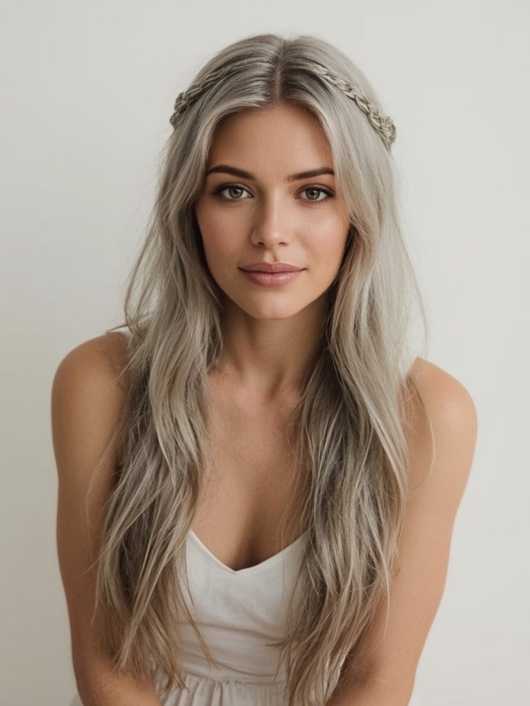 Long Hair Older Women: Deep Side Part with Loose Waves