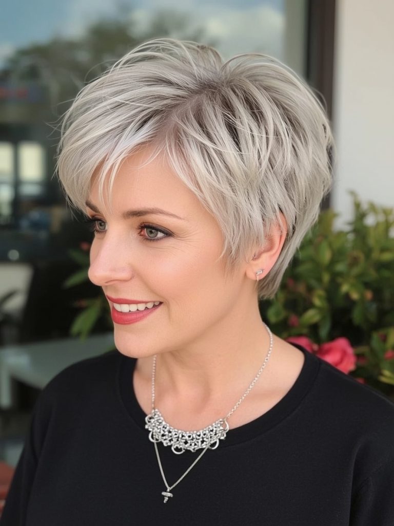 Hairstyle For Thin Fine Hair Over 50: Softly Textured Crop