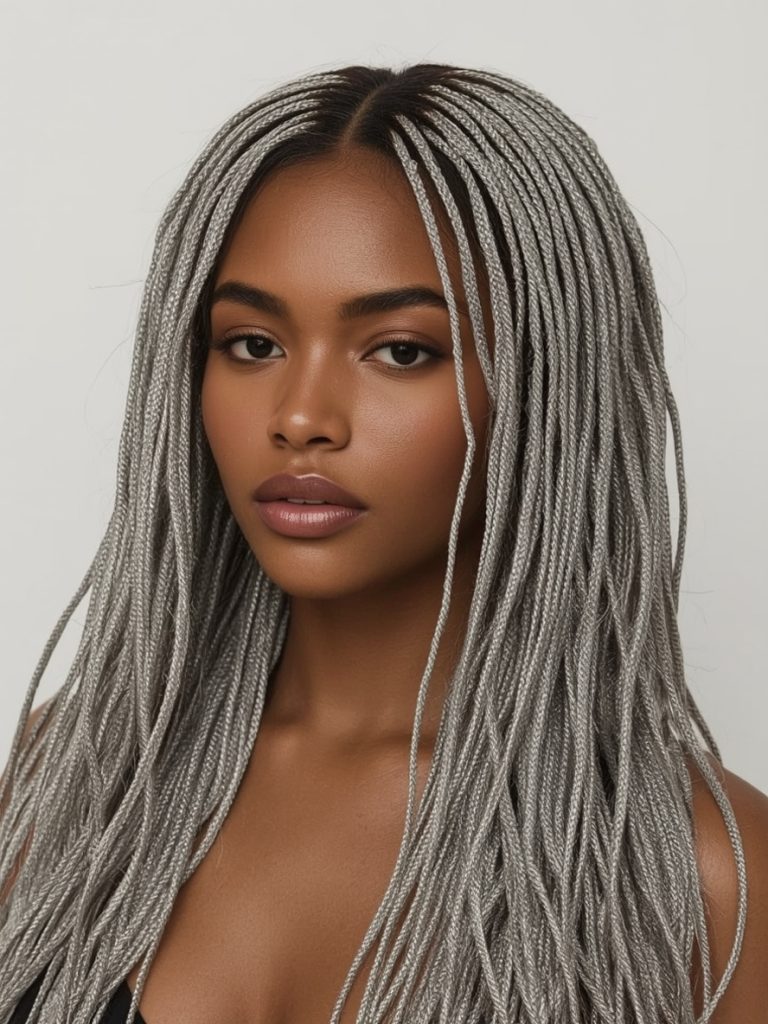 Silver Butterfly Locs on Dark Skin
