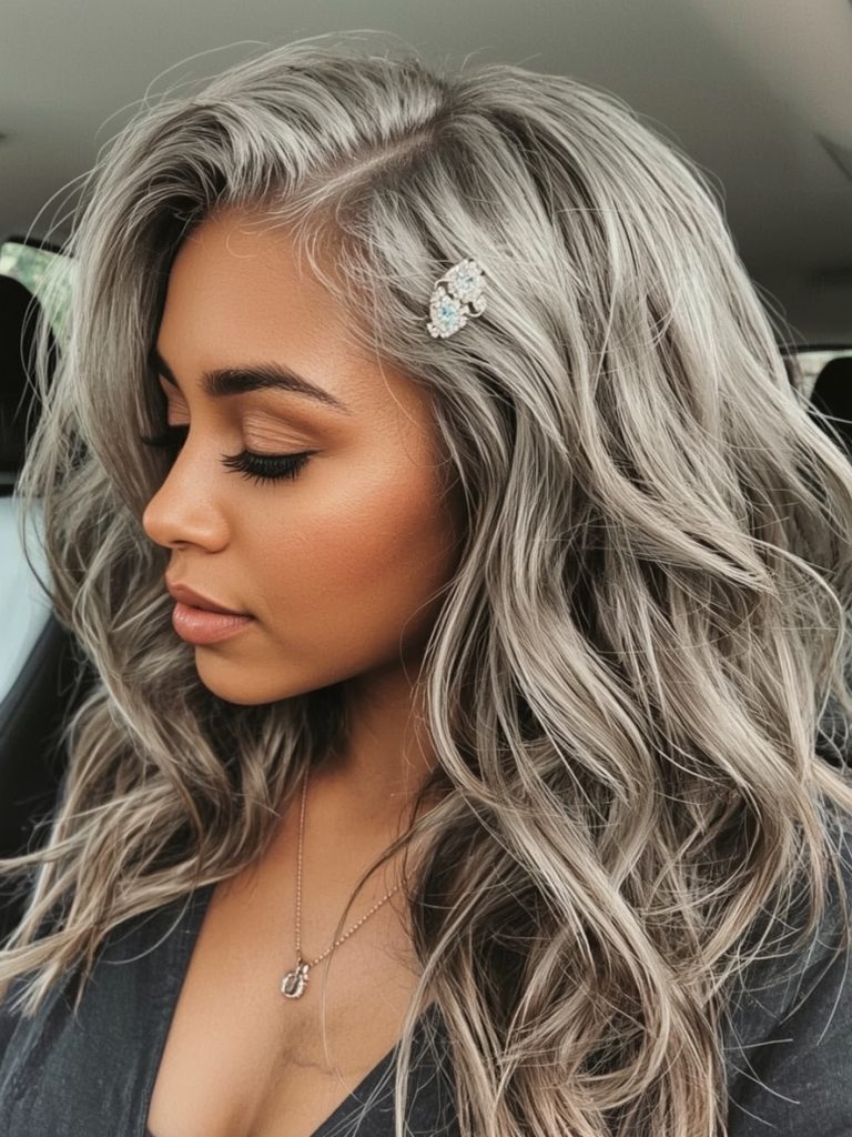 Silver with Black Streaks on Dark Skin