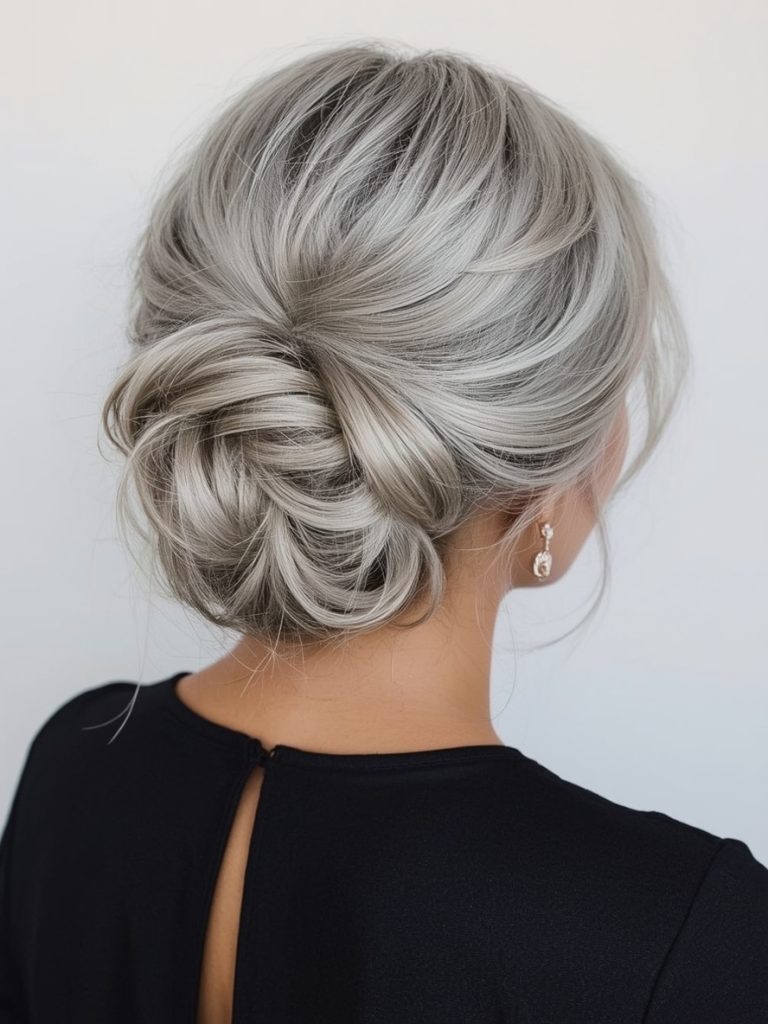 Silver Low Ponytail on Dark Skin