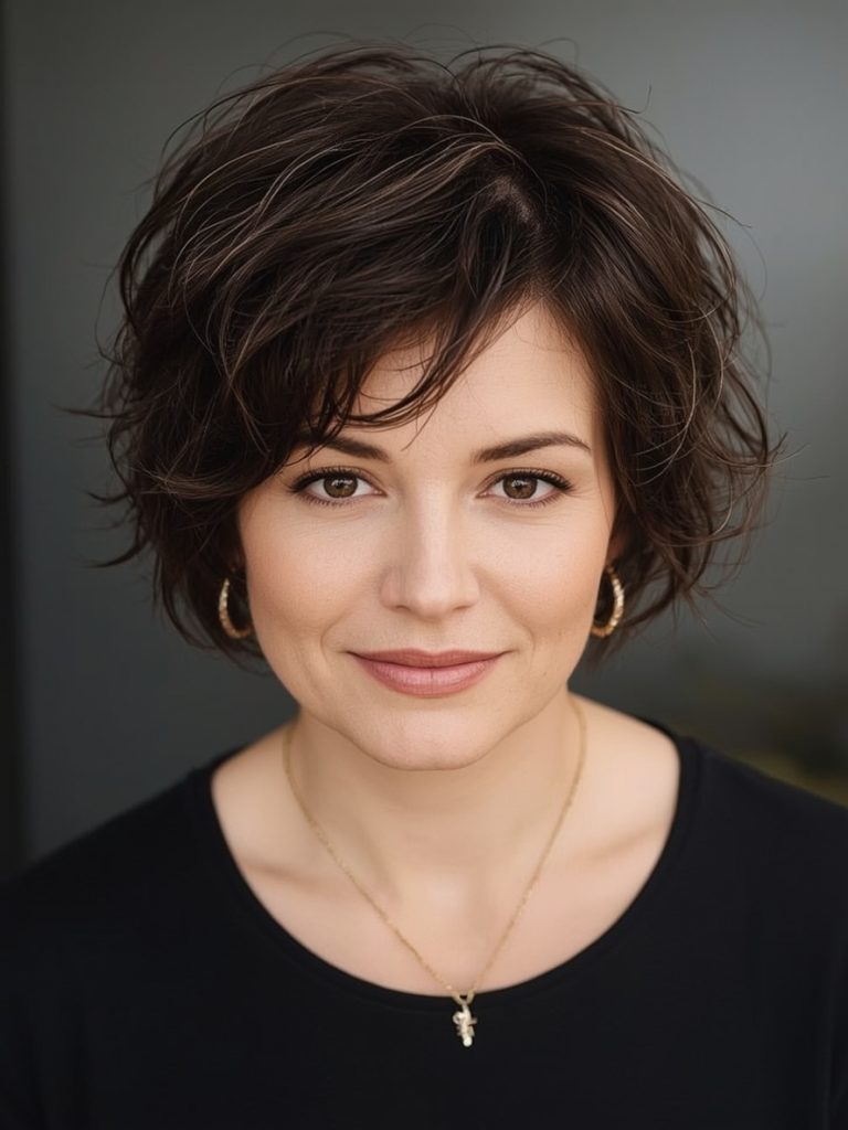 Hairstyle For Thin Fine Hair Over 50: Choppy Pixie