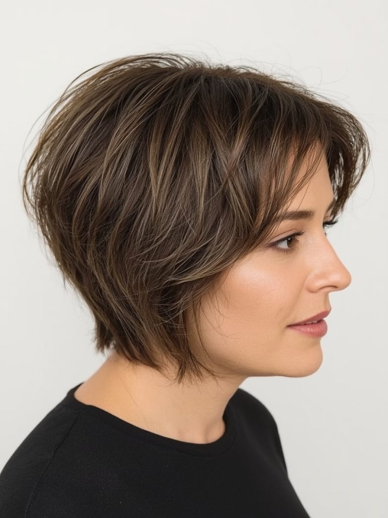 Hairstyle For Thin Fine Hair Over 50: Asymmetrical Pixie