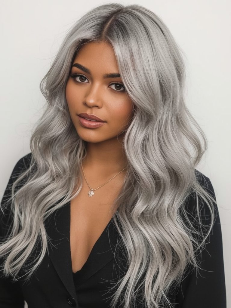 Silver Bantu Knots on Dark Skin