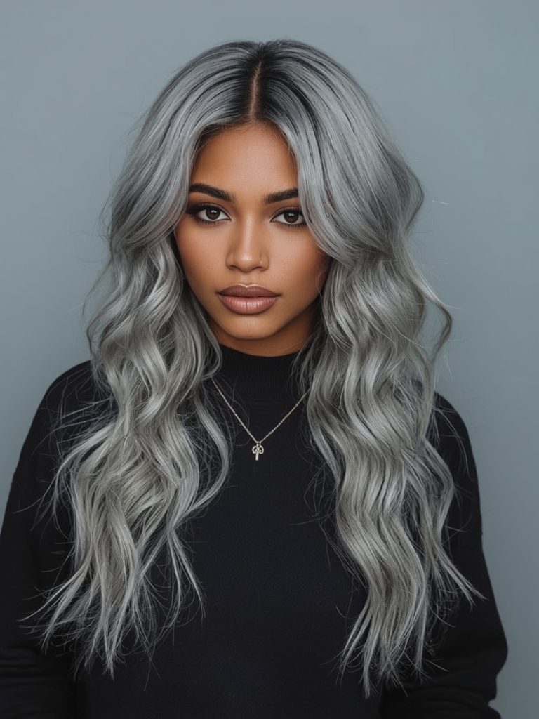 Silver TWA (Teeny Weeny Afro) on Dark Skin