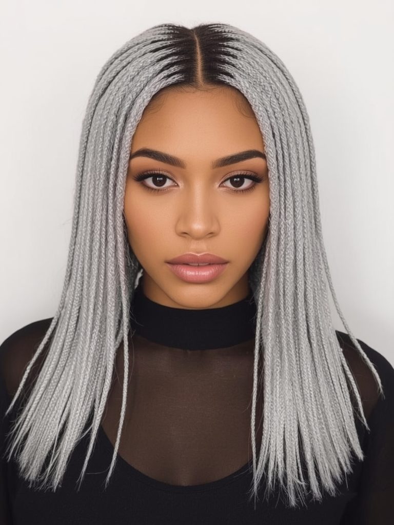 Silver Updo on Dark Skin