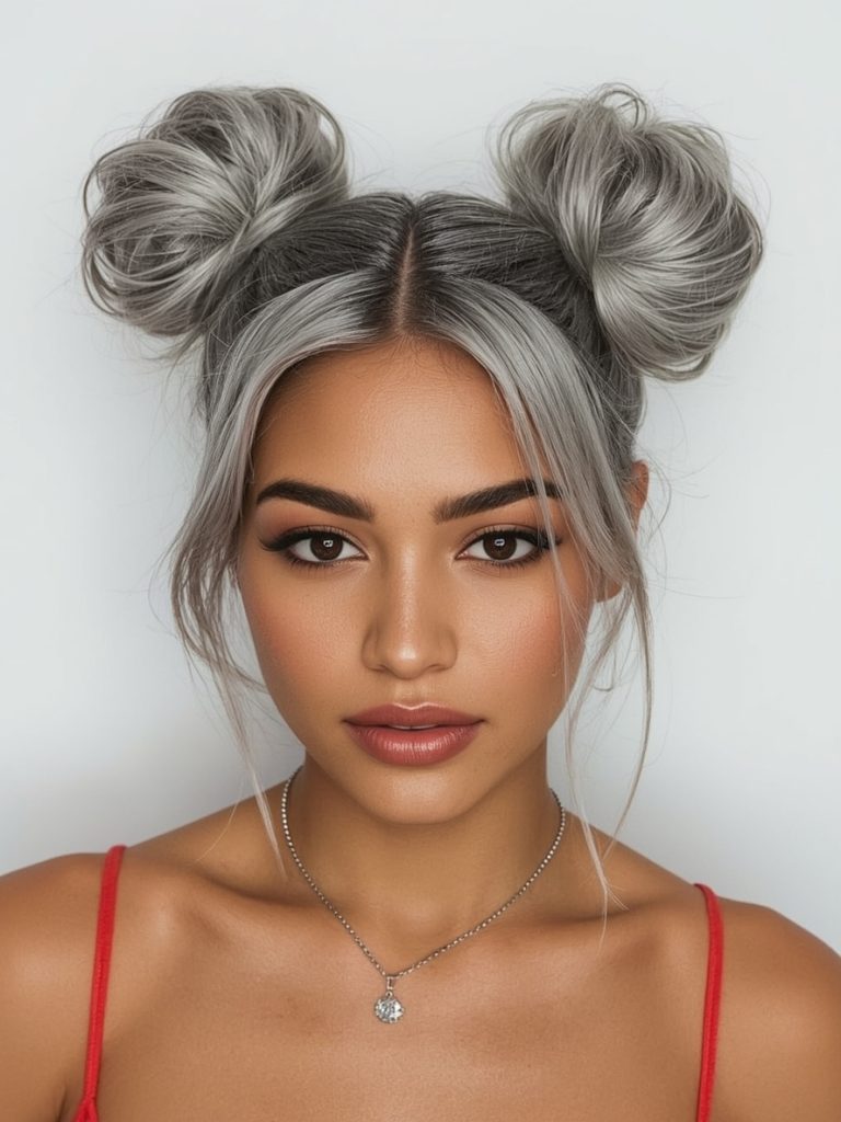 Silver Afro on Dark Skin