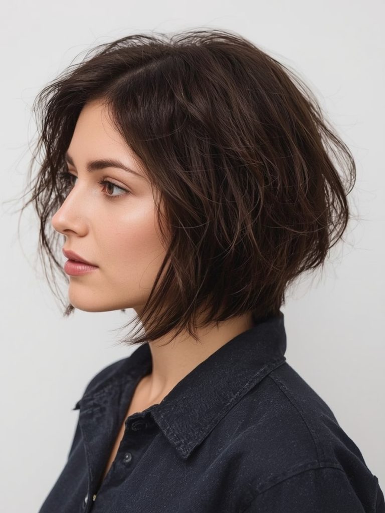 Rounded Bob with Curtain Bangs: Bobs For Thin Hair Older Women