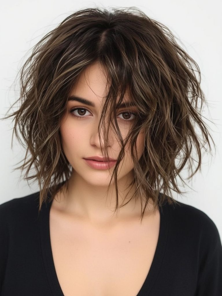 Textured Bob with Beach Waves: Bobs For Thin Hair Older Women
