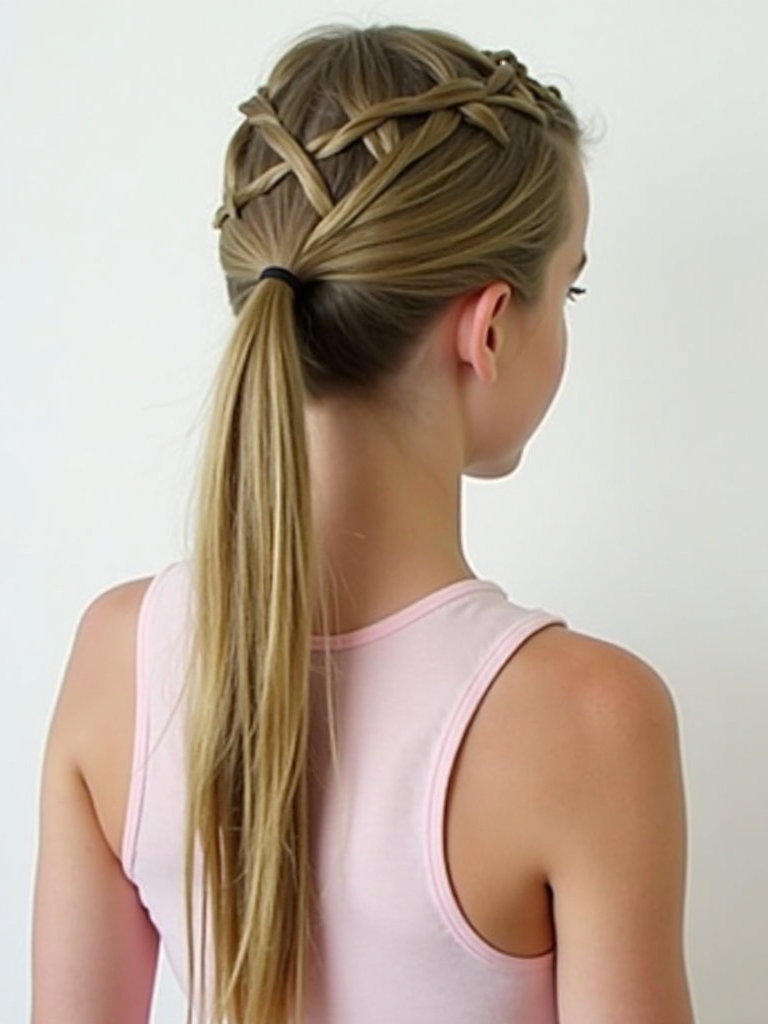 Hairstyles For School: Double French Braids into Ponytails