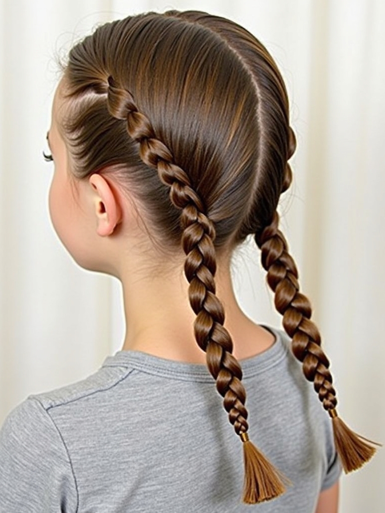 Hairstyles For School: Low Pigtails with Ribbon