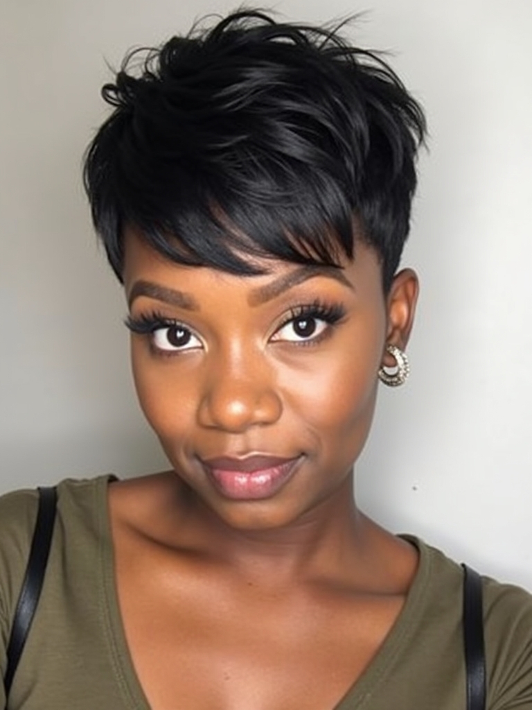 Short Pixie Haircuts Black Women 50: The Cropped Fringe Pixie